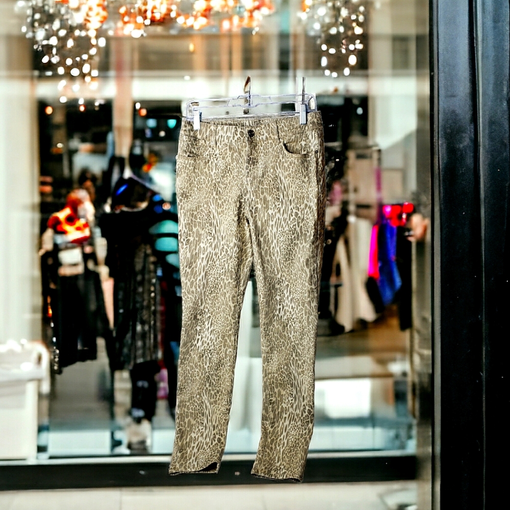 Chico's Platinum Jegging Skinny Animal Leopard Gold Sparkles Party Events Sz 00